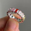 10ctw Radiant Cut Multicolor Sapphire Rainbow Eternity Ring