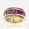 12ctw Radiant Cut Multicolor Sapphire Rainbow Ring