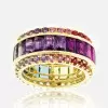 12ctw Radiant Cut Multicolor Sapphire Rainbow Ring