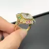 9.5ct Asscher Cut Halo Rainbow Sapphire Firework Cocktail Ring