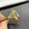 9.5ct Asscher Cut Halo Rainbow Sapphire Firework Cocktail Ring