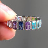 10ctw Radiant Cut Multicolor Sapphire Rainbow Eternity Ring