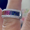 6.2ctw Princess Cut Rainbow Sapphire Wedding Band