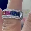6.2ctw Princess Cut Rainbow Sapphire Wedding Band