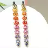 20ctw Pear Cut Rainbow Sapphire Long Earrings