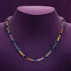 60ctw Pear and Cushion Cut Rainbow Sapphire Necklace