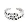925 Sterling Silver Handmade Star Love Adjustable Ring