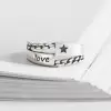 925 Sterling Silver Handmade Star Love Adjustable Ring