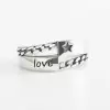 925 Sterling Silver Handmade Star Love Adjustable Ring