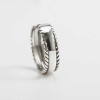 925 Sterling Silver Handmade Edge Twist Adjustable Ring
