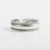 925 Sterling Silver Handmade Edge Twist Adjustable Ring