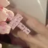 Radiant Cut Pink Sapphire Cross Necklace
