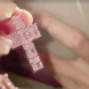 Radiant Cut Pink Sapphire Cross Necklace