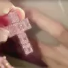 Radiant Cut Pink Sapphire Cross Necklace
