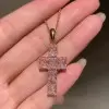 Radiant Cut Pink Sapphire Cross Necklace