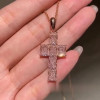 Radiant Cut Pink Sapphire Cross Necklace
