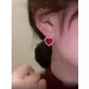 8ctw Princess Cut Ruby Heart Drop Earrings