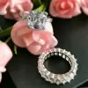 Handmade Asscher Cut Ring Set In 925 Sterling Silver