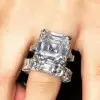 Handmade Asscher Cut Ring Set In 925 Sterling Silver