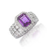 4ct Halo Emerald Cut Amethyst Engagement Ring