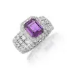 4ct Halo Emerald Cut Amethyst Engagement Ring