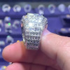 10ct Invisible Setting Emerald Cut White Sapphire Engagement Ring