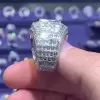 10ct Invisible Setting Emerald Cut White Sapphire Engagement Ring