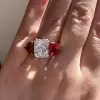 6.8ct Radiant Cut White Sapphire Engagement Ring