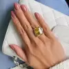 14.2ct Radiant Cut Yellow Sapphire Floral Cocktail Ring