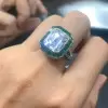 6ct Halo Emerald Cut Art-deco Engagement Ring