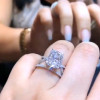 6ct Cushion Cut White Sapphire 2pcs Bridal Set