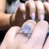 6ct Cushion Cut White Sapphire 2pcs Bridal Set