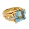 14ct Emerald Cut Aquamarine Vintage Cocktail Ring
