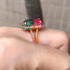 6.2ct Emerald Cut Bicolor Tourmaline Engagement Ring