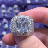 10ct Invisible Setting Emerald Cut White Sapphire Engagement Ring