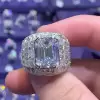 10ct Invisible Setting Emerald Cut White Sapphire Engagement Ring