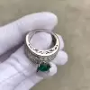 2ct Round Cut Emerald Paved Engagement Ring