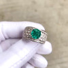 2ct Round Cut Emerald Paved Engagement Ring