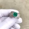 2ct Round Cut Emerald Paved Engagement Ring