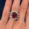 6.5ct Cushion Cut Ruby Paved Wedding Ring Set