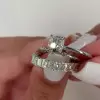 Cushion Cut White Sapphire 3pcs Bridal Set