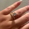 2ct Round Cut Under Halo 2pcs Bridal Set in Gold