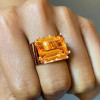 14ct Emerald Cut Yellow Sapphire Square Shank Cocktail Ring