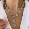 66ctw Halo Rose Cut Flower Necklace
