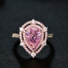 3ct Pear Cut Pink Sapphire Vintage Halo Engagement Ring