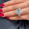 5.7ct Pear Cut White Sapphire Flower Engagement Ring