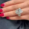 5.7ct Pear Cut White Sapphire Flower Engagement Ring