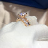 3ct Cushion Cut White Sapphire 3pcs Bridal Set in Rose Gold