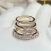 3ct Cushion Cut White Sapphire 3pcs Bridal Set in Rose Gold