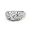 Handmade Round Cut Sterling Silver Men's Ring